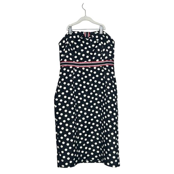 Maeve Strapless Dress Black Red Cream Polka Dot Size 8 - Picture 1 of 6